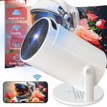便攜式 4K 智慧投影機,支援 WiFi 與無線 5.0,內建作業系統,180° 可旋轉螢幕搭配立體音效,輕巧設計適合家庭劇院、遊戲娛樂與戶外電影觀賞,相容手機/電視支架/筆電/超高清顯示 - 查看 2