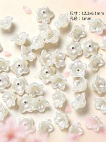 10-50pcs Coquette White Pearl Bow Flower Resin Cabochons Glossy DIY Nail & Craft Decor - Multicolor - View 6