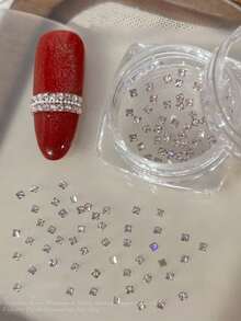 1 Box Mini Square Zirconia Champagne Flat Back Rhinestones, Flashing Nail Art Decor Small Square Blocks For DIY Nail Rhinestone Ring Decoration - Multicolor - View 8