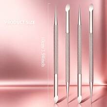 4Pcs Double Ended Cuticle Pusher Stainless Steel Manicure Nail Care Tools For Dead Skin Clean,Comes With A Storage Box, Easy To Carry - Silver - View 3