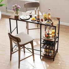 48" Bar Table, Dining Table With Storage Shelves, Glasses Holders, Wine Racks, Adjustable Foot Pads, Metal Frame, Counter Height Bistro Tables For Kitchen Living Room Dinette (Rustic Brown) - Rustic Brown - View 5