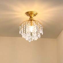 American Style Restaurant Crystal Hallway Corridor Entryway Modern Minimalist Pendant Light Staircase Entrance Small Ceiling Light Fixture Without Bulbs - Gold - View 11