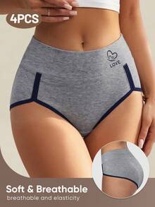MEIYATING 4pcs/Pack Women's Mid-High Waist Fashion Colorblock Triangle Panties, Comfortable Fit - Multicolor - View 5