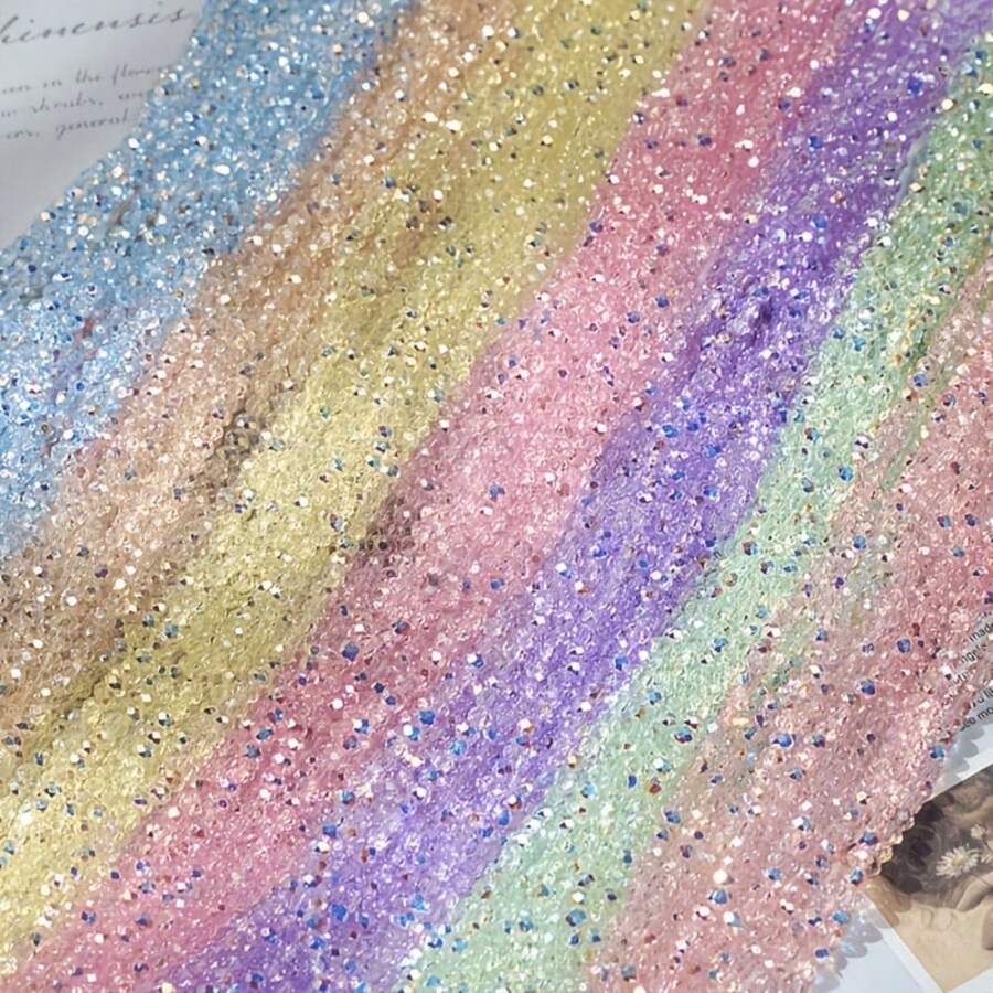 Approx. 100pcs DIY Jewelry Making Beads, Aurora Iridescent Faceted Round Beads, Shiny AB Color, Mixed Color Mini Beads, For Bracelets, Necklaces, Earrings Handmade Accessories - Multicolor - View 1