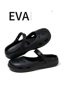 2026 Summer New Pearl Rhinestone Flower Hollow Clogs Women's Black Round Toe Low Heel Daily Decorative Sandals - Black - View 2