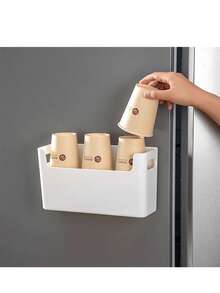 1 Pc Durable Punch-Free Plastic Storage Box, Simple Mountable Cabinet Door Organizer, Multi-Scene Storage Bin For Kitchen Gadgets, Bathroom Items,Beauty Tools & Office Accessories, Space Saver Household Supply,Perfect Gift For New Year Housewarming - Multicolor - View 11