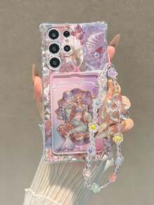 Android Mermaid Painted Transparent Four-Corner Card Holder Multi-Function Card Wallet With Wrist Strap Thick Anti-Drop Phone Protective Case Compatible With Galaxy S25/S25PLUS/S25 Ultra/A16/A36/A26/A56/A50/A12/A32/A52/A72/A51/A21S/A13/A14/S24/S24PLUS/S24Ultra/S20/S23/S22/A53/S20FE/S21/,Compatible With Xiaomi 11/12Pro/12/12X/13Pro/14Pro/15Pro/X3pro/ Compatible With Redmi 10/9/Note9/12c/Note11pro/Note8Pro/9C/9a - Multicolor - View 7