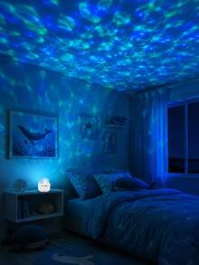 LED星空投影小夜燈 附遙控器，16色RGB，極光與水波紋效果，USB供電，理想臥室裝飾，營造浪漫氛圍，絕佳節日禮物 - 彩色 - 查看 11