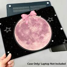 1 pieza Funda protectora para portátil con patrón impreso UV de lazo rosa, luna y cielo estrellado, carcasa protectora transparente de plástico duro para MacBook, carcasa dura de plástico duradero para Air y Pro - Ver 8