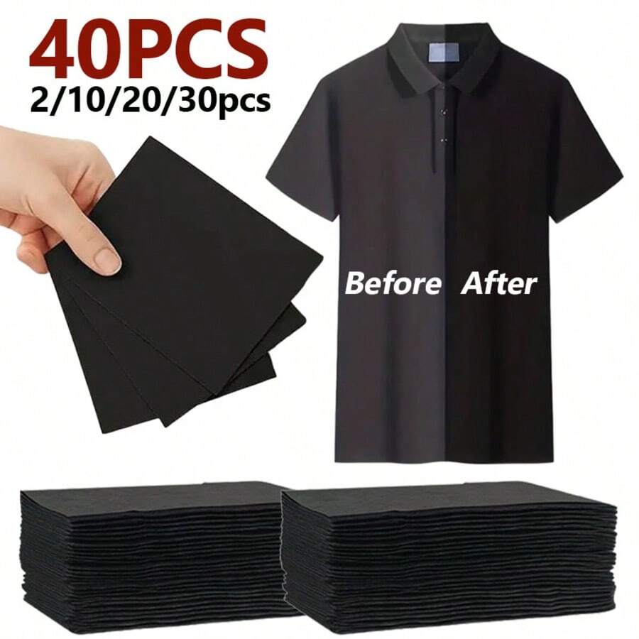 40/20/10/1pc Black Color Enhancer Laundry Sheets, Non-Woven Fabric, Suitable For Faded Black Clothes, Color Restoration, Color Fastness Improvement, Color Vibrancy Enhancement, Compatible With All Washing Machines And Detergents, Laundry Supplies - Multicolor - View 1
