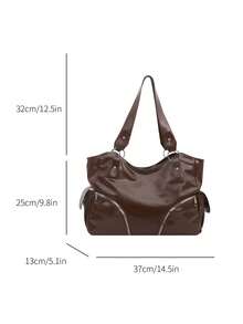 Vintage Large Capacity Handbag For Women, New Popular Minimalist Commuter Shoulder Tote Bag - Brown - View 2