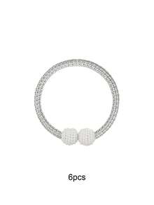 2/4/6pcs Magnetic Curtain Tiebacks,Faux Pearl Curtain Tiebacks,Pearl Decorative Rope Tie Backs,Drape Tie Backs Decorative,Window Tie Decorative Rope Fixer,Classic Necktie Design Curtain Holder Clips,Curtain Holdbacks,No-Drill,For Home Office Decor. - Multicolor - View 11