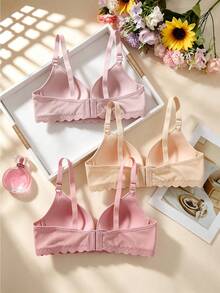 3pcs/Set Women's Front Closure Wireless Comfortable Breathable Nursing Maternity Bras, Multi-Color - Multicolor - View 2