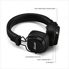 Marshall Major V Over-Ear Wireless Headphones, 100-Hour Battery Life, Bluetooth 5.2, Upgraded Classic Rock Design, Foldable, Memory Foam Ear Cushions, Wired/Wireless Dual Mode, Multi-Point Connection, Suitable For Travel, Commuting, Music - View 9
