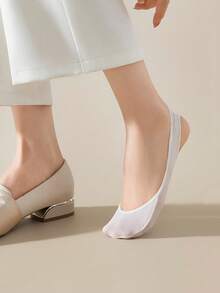chuanwa(2) 1/5/10 Pairs Of Anti Slip Silicone Pad Hidden Ladies Back Hanging Invisible Ice Silk Breathable Thin Boat Socks Match Dress Shoes - Multicolor - View 5