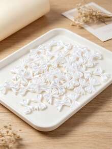 10-50pcs Coquette White Pearl Bow Flower Resin Cabochons Glossy DIY Nail & Craft Decor - Multicolor - View 2