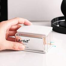 1pc Dustproof Minimalist Press Pop-Up Toothpick Organizer Transparent Square Single Hole Toothpick Holder Portable Storage Box Ideal For Dining Room Kitchen Counter Coffee Bar Bathroom Vanity Daily Use - View 5
