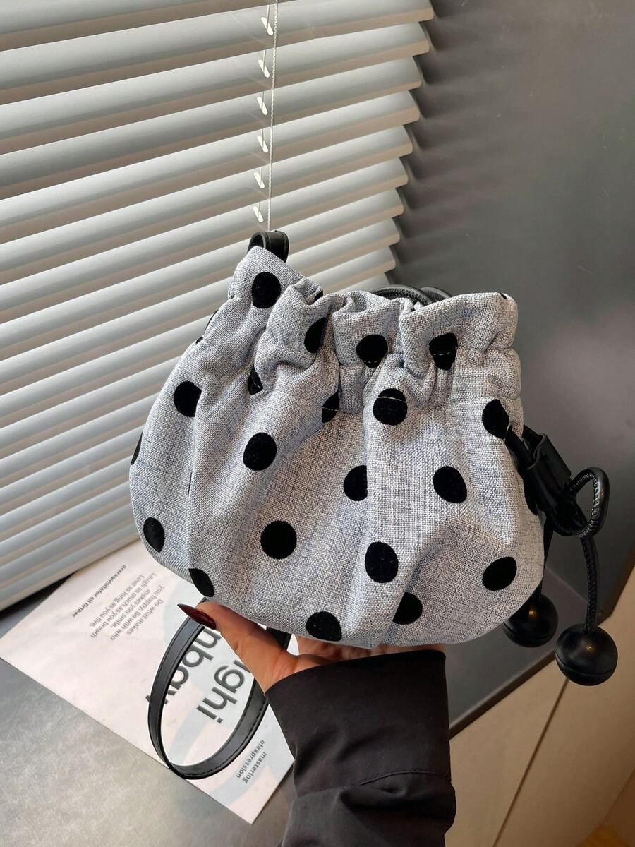Bolso cubo mini bandolera con cordón para mujer, acolchado de diamantes, bolso de uso diario para exteriores - Azul - Ver 1