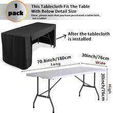 1 pieza Mantel de mesa rectangular abierto, mantel abierto resistente a las manchas, cubierta de mesa lavable a máquina en 3 lados, adecuado para mesas de bufé, fiestas, cumpleaños, bodas, decoración del hogar - Negro - Ver 11