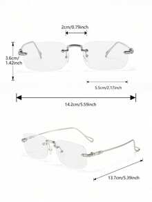 A Pair Of Modern Minimalist Style, Elegantly Designed And Popular Rimless Rectangular Men's Glasses With Transparent Lenses, Suitable For Daily Life, Street Outings, Office Work, Reading, Watching TV, Gaming, Calling, Business Casual And Other Occasions, A Fashionable Accessory. - Clear - View 9