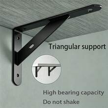 12pcs 6 Inch Black Metal Shelf Brackets - L-Shaped Brackets, Black Triangle Brackets, Shelf Support, Floating Shelf Brackets - A - View 7