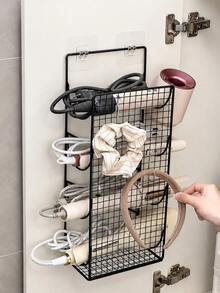 Wall-Mounted Hair Tool Storage Basket, No-Drill Bathroom Organizer Rack, Suitable For Hair Dryer And Curling Iron - Multicolor - View 6