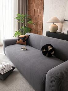 1 pièce Housse de canapé élastique monobloc toutes saisons, housse de coussin de canapé antidérapante à couverture complète en tissu, lavable en machine, anti-poussière, anti-taches, anti-décoloration, housse de protection pour animaux de compagnie, convient pour la chambre, le bureau, le salon, le canapé d'angle - Gris foncé - Voir 5