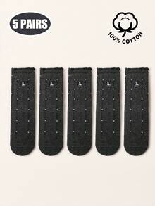 1/5 Pasang Kaos Kaki Wanita Katun Polkadot dengan Manset Berkerut, Kaos Kaki Tipis Bernapas untuk Musim Panas, Dapat Ditumpuk, Panjang Setengah Betis, Kaos Kaki Kasual Harian Lembut dan Lucu dengan Motif Kartun - MultiWarna - View 13