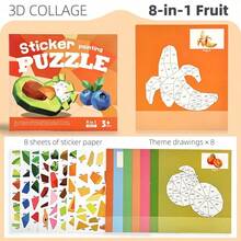 Children's 3D Sticker Puzzle, Sticker Puzzle Picture Book, Preschool Quiet Book, Montessori Kindergarten Learning Activity, Suitable For Children 3 Years And Older, Educational Matching Autism Sensory Travel Toy - Multicolor - View 12