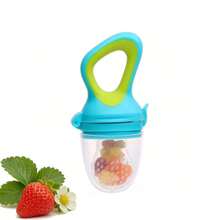 Mordedor de silicona para bebés con forma de fruta Bolsa de comida para bebés Sin BPA Juguete de silicona para la dentición Contenedor de comida para bebés Alimentador de frutas Herramientas - Verde-L - Ver 6