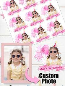 UNICCUT 24/48pcs Customized Portrait Photo Name Birthday Party Outline Stickers Personalized Face Gift Card Seal Stickers Dance Party Event Water Cup Adhesive Stickers - Multicolor - View 2
