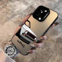 1 pieza Funda de teléfono con patrón de carreras negro & plateado compatible con teléfonos Apple - Multicolor - Ver 3