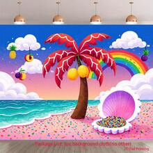2D Flat Banner, 1pc - Candy Beach Adventure, - Banner Backdrop, Suitable For Decoration, Events, Photography Scenes - View 2