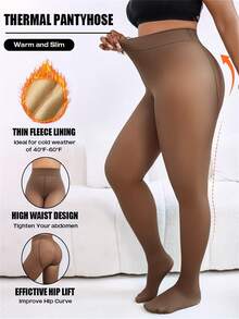 Set de 1/2 piezas - Leggings anti-pilling, anti-arañazos, con forro térmico, cálidos y finos, leggings térmicos reforzados para mujer talla grande, leggings cálidos de cintura alta elástica, adecuados para 60 kg a 80 kg - Multicolor - Ver 8