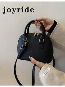 Bolso de mano de mujer, bolso acolchado con diseño de concha - Negro - Ver 5