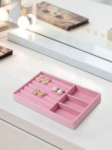 6/1 pieza Bandeja de almacenamiento de joyas de terciopelo Estilo cajón Caja de almacenamiento Caja de anillos Organizador de joyas apilable de gran capacidad con diseño de compartimentos Adecuado para aretes, collares, pulseras, anillos, diademas, bolsas Estante de exhibición de joyas Organizador de bolsa de maquillaje - Multicolor - Ver 6