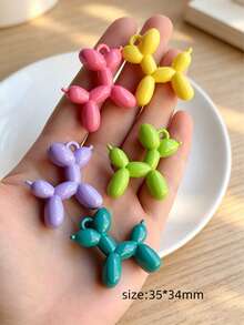 10-50pcs Mixed Color Balloon Dog Resin Beads, Cute Glossy 3D Dog-Shaped Spacer Beads For Handmade Crafts, Nail Art, Hair Accessories Decoration - Multicolor - View 6