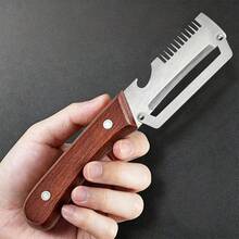 2pcs Wooden Handle Stainless Steel Fruit And Vegetable Peeler With Bottle Opener Function, Multi-Functional Peeling Tool Compatible With Apple, Potato, Pumpkin, Papaya And Other Produce - Multicolor - View 5