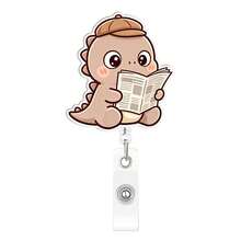 1pc Dinosaur Pattern Retractable Badge Reel, Acrylic Easy-Pull Retractable ID Card Holder, Suitable For Nurses, Workers, Doctors, Registered Nurses, Nursing Assistants, Fun Badge Design, Durable Badge Clip, 2D Flat - A - View 11