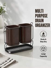 1pc Utensil Holder - Chopsticks, Spoons, Forks, Knives Multi-Purpose Kitchen Storage Box - Home And Commercial Use Utensil Storage, Suitable For Kitchen Countertop, Farmhouse Style Utensil Storage, Kitchen Storage - Multicolor - View 4