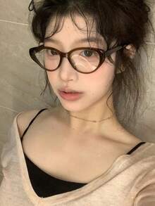 新款復古性感貓眼眼鏡框，日常配戴無度數眼鏡，黑色鏡框，復古時尚輕量眼鏡，女性眼鏡配件 - 彩色 - 查看 5