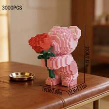 This 3800-Piece Building Block Romantic Bear, Holding A Single Rose, Is A Perfect Gift And An Excellent Choice For Couples And Parents. The Assembly Difficulty Is High. It Is A Perfect Gift For Christmas, Halloween, And The Back-To-School Season. - Multicolor - View 1