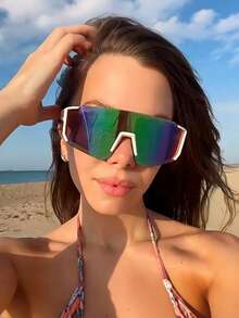 Semi-Rimless Oversized Casual Computer Glasses, Decorative Lenses, Suitable For Daily Casual Life - Multicolor - View 2
