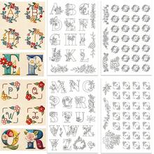Pre-Printed Floral Wreath Letter Water-Soluble Adhesive Embroidery Stabilizer, Washable Pattern, Suitable For Beginners And Hand Sewing Enthusiasts - A364 - View 2