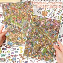 特大號 DIY 場景貼紙附定位線，成人風景貼紙、房屋貼紙、手帳貼紙、3D 微縮房屋場景貼紙、DIY 手帳貼紙、風景貼紙、景觀貼紙、手工貼紙，可重複使用，多種尺寸可選 - A - 查看 7