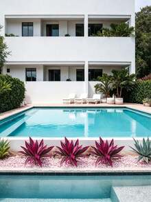 Helecho de Boston artificial púrpura, Dracaena, 12/18 piezas de hojas falsas púrpura y rojas, plantas artificiales tropicales, adecuadas para bodas, fiestas y decoración del hogar, ideales para Navidad y el Día de San Valentín, maceta no incluida - Rojo violeta - Ver 8