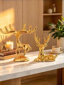 2pcs Plastic Deer Shaped Decor, Suitable For Home Decor, Living Room, Bedroom, Study, Wedding Occasions, Holiday Decoration, Also Best Holiday Gift, Can Also Be Used For Display Shelf Decoration And Halloween Gift - B - View 6