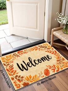 1pc, Autumn Golden Maple Leaf Welcome Pattern Doormat, Seasonal Style Indoor/Outdoor Non-Slip Mat, Machine Washable Polyester Fiber Door Mat, Suitable For Kitchen, Dining Room, Hallway, Bathroom, Bedroom, Outdoor, Entrance, Home Decor, Room Decor, All Seasons - Orange - View 10