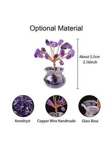 1pc Natural Crystal Tree Of Life Ornament, Handmade Healing Gemstone Wealth Tree, Suitable For Car, Home, Bedroom, Study, Living Room And Office Lucky Craft, Perfect Gift For Women - Multiple Styles - View 9