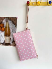 Spring/Summer New Versatile Handbag, Polka Dot Pattern, Women's Fashion Multi-Purpose Hand-Carried Straw Woven Colorful Envelope Bag - Pink - View 4